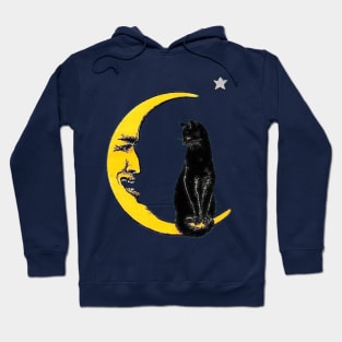 Black Cat On Crescent Moon Hoodie